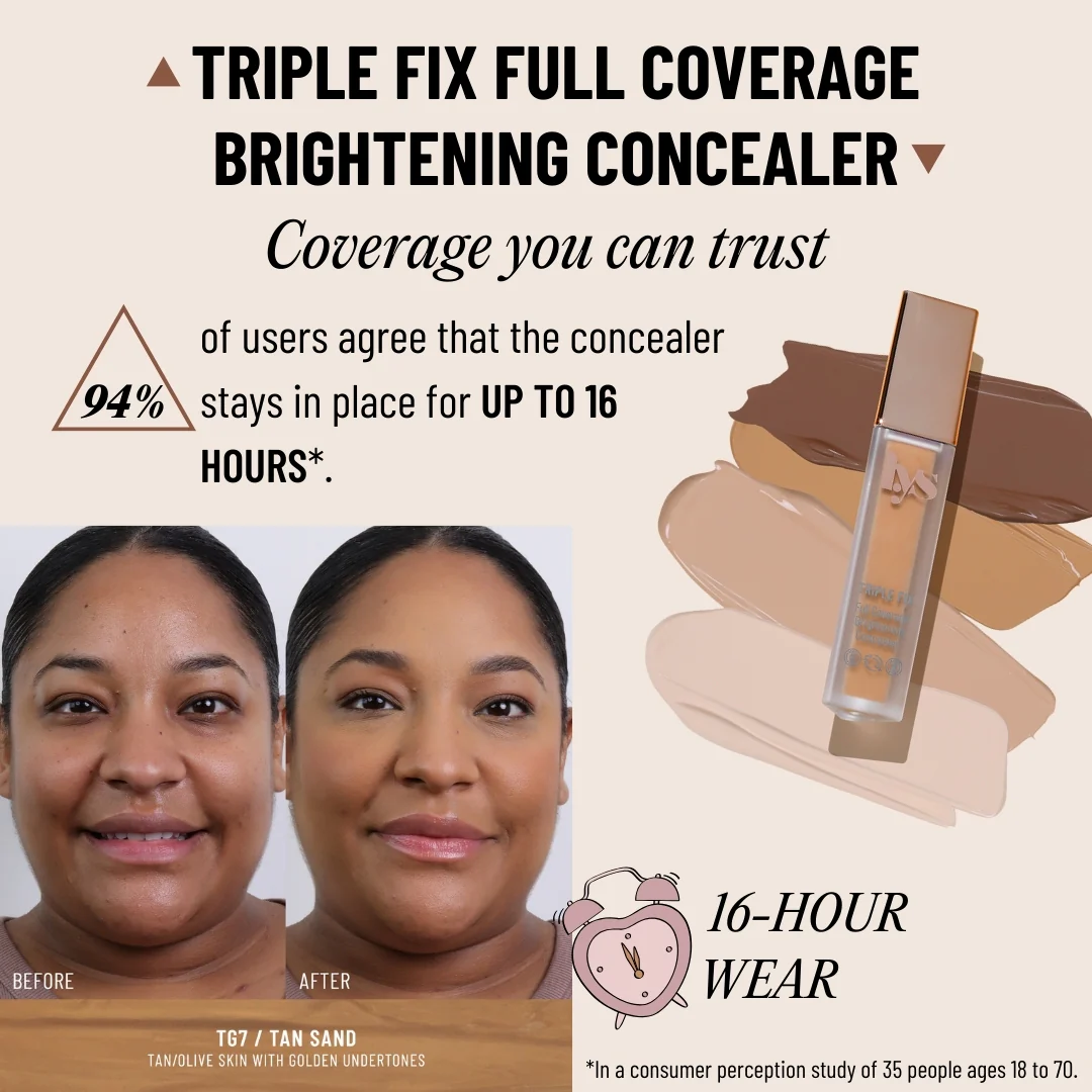 Triple Fix Full Coverage Brightening Concealer with Hyaluronic Acid + Turmeric + Ashwagandha - Image 198